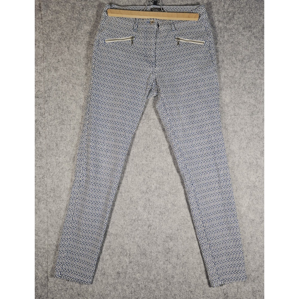 J. McLaughlin Womens Blue Geometric Aegean Link Baxter Skinny Jeans Size 2